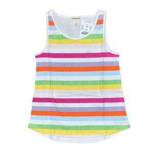 NWT J. Crew Girls' White W/Rainbow Stripes Cotton Tank - SIZE 2